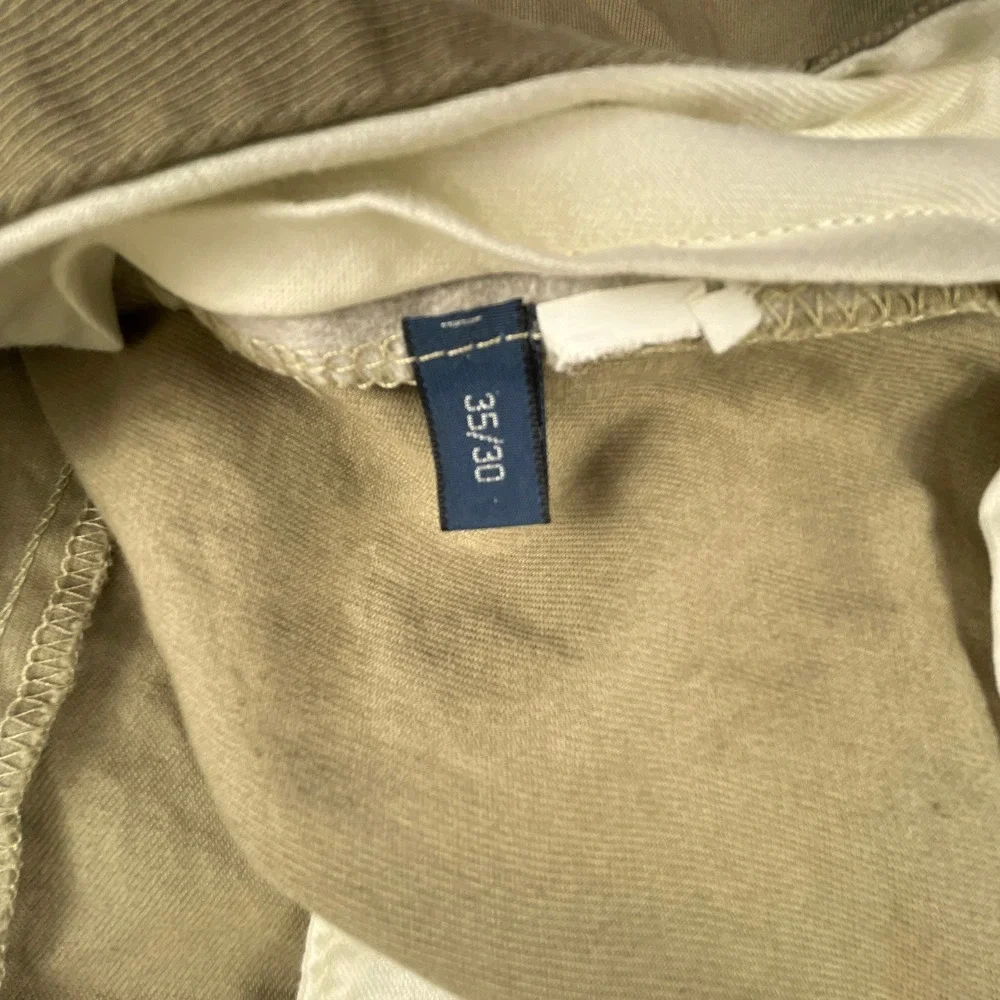 Polo Ralph Lauren Mens 35x30 Double Pleated Pants Solid Beige Chino Cotton Khaki